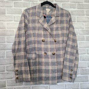 Hem and Thread Vera Plaid Blazer Jacket Large NWT Womens Lightweight